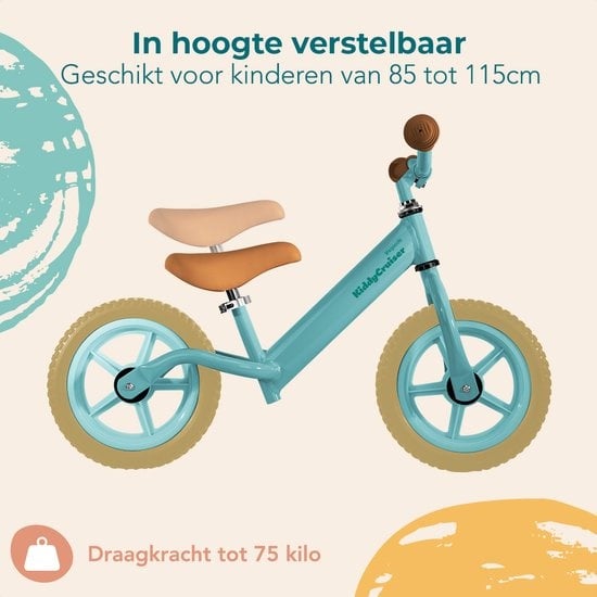 LifeGoods KiddyCruiser Balance Bike - 2 Jahre - Jungen und Mädchen - Mintgrün