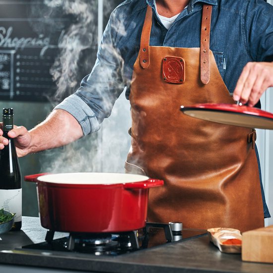 The Tasman Dutch Oven und Grill – Kochtopf – aus recyceltem Gusseisen – mit traditionellem Deckel und Grilldeckel – Ø 29 cm – Rot