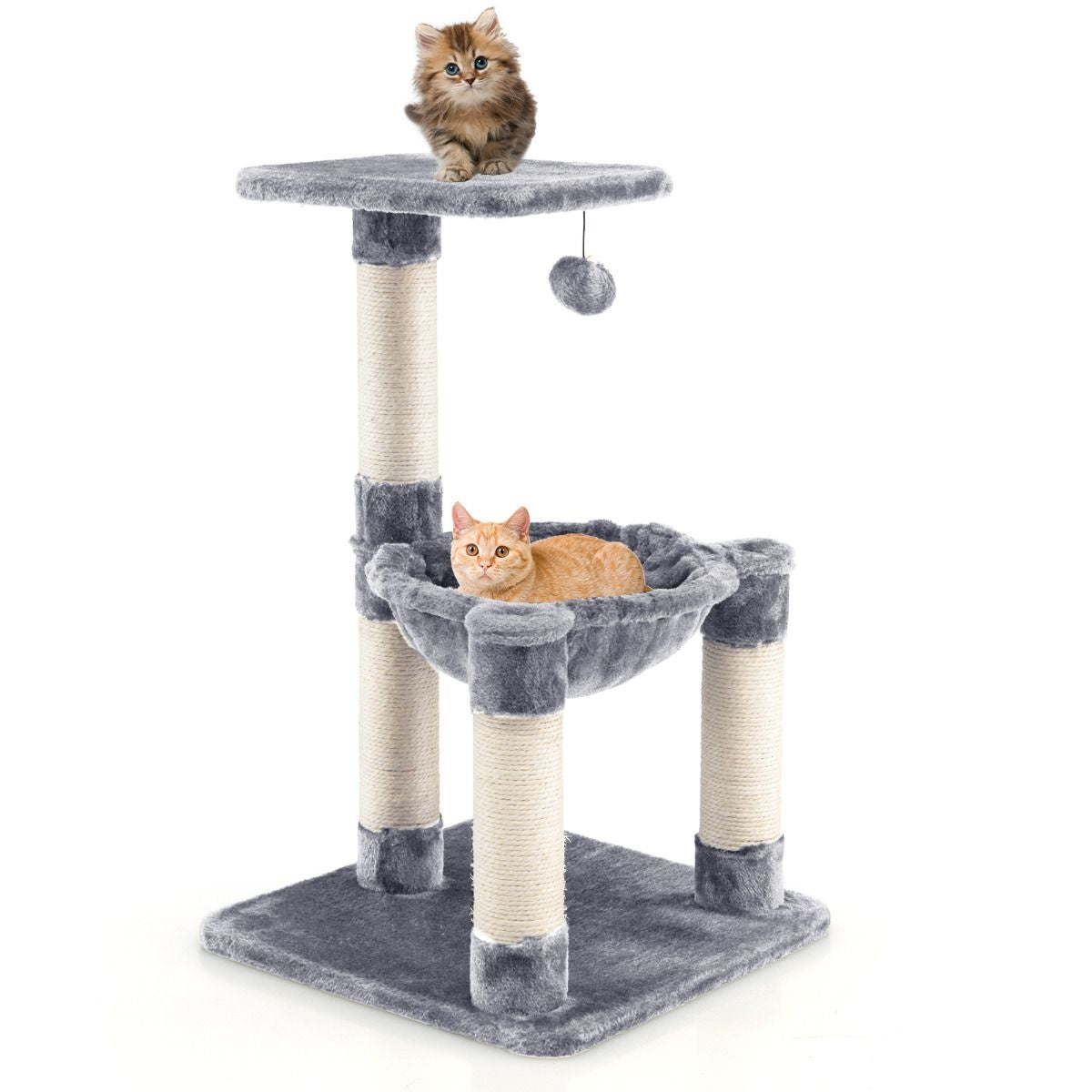 Coast Multi -Storey Scratching Post Soft Wrapped Kratzbaum mit einer gemütlichen Hängematte grau