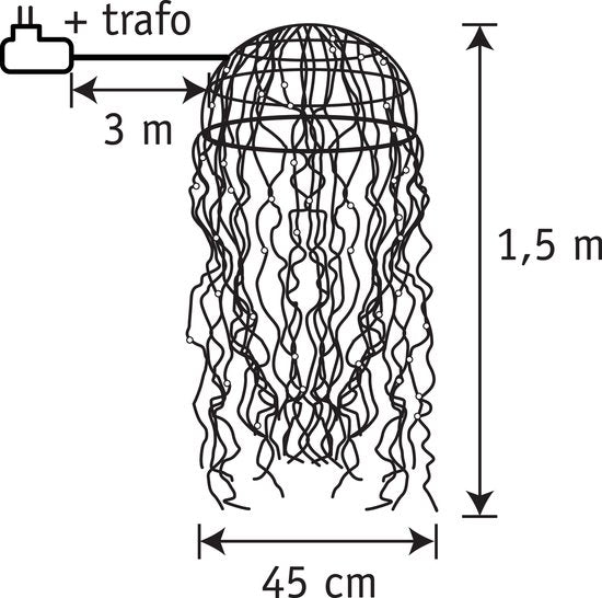 Luca Lighting Kronleuchter Qualle mit warmweißer LED-Beleuchtung - H150 x Ø45 cm - Silber