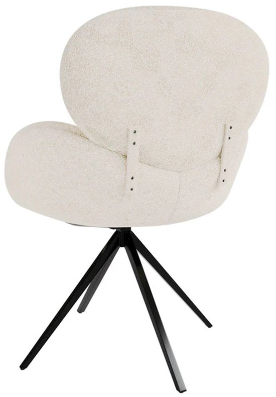 Drehstuhl / Esszimmerstuhl Albano - Inkl. Drehfunktion - Bouclé Stoff - Creme - 1er Set