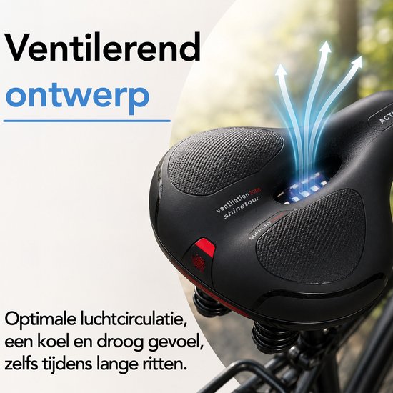 Brixy Ergonomischer Fahrradsattel – inkl. Sattelüberzug – Gelpolster & Federung – reflektierend – atmungsaktiv – Unisex – schwarz
