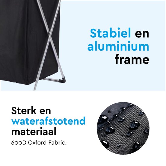 BRASQ Wäschekorb faltbar 3 Fächer - Wäschesortierer 65x39x60 cm - Wäschebox Schwarz - 118 Liter - Korb