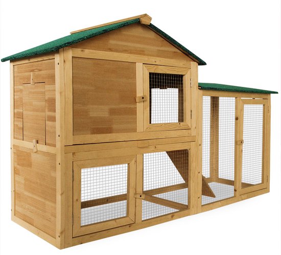 Cadoca Kaninchenstall – mit Auslauf für Kleintiere 204 × 45 × 84 cm – 2 Etagen
