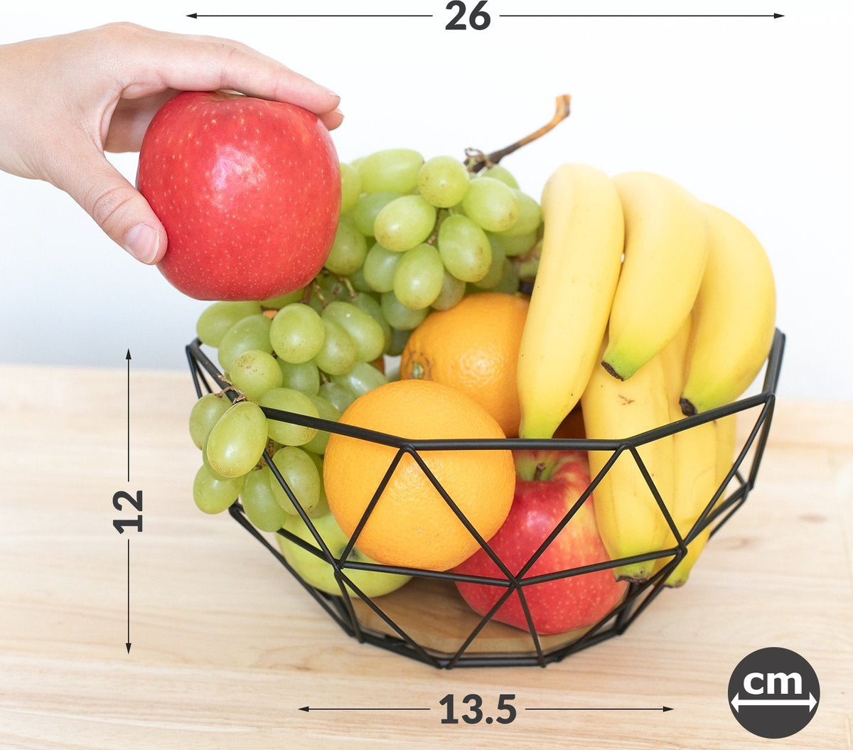Chefarone Obstkorb - Obstschale - Gemüsekorb - Aufbewahrung - Metall - Holz - Schwarz