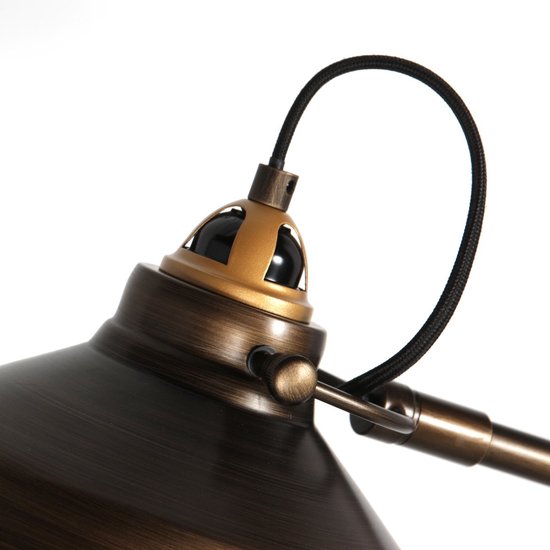 Bronzene Stehlampe Nove 1322BR mit goldfarbenen Details, E27 – dreh- und neigbar – Industriedesign – Mexlite – 190 cm langes Kabel