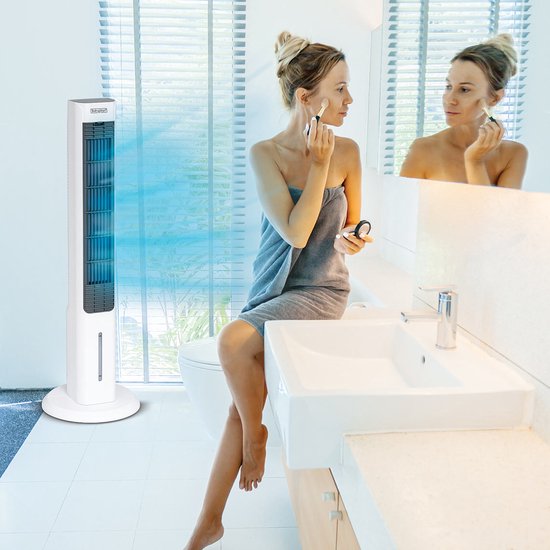 Livington ChillTower – Luftkühler mit Wasserkühlung – tragbare Klimaanlage mit 3 Stufen – leistungsstarker Maxi-Tower-Luftkühler mit einem Tankvolumen für 12 Stunden Kühlung