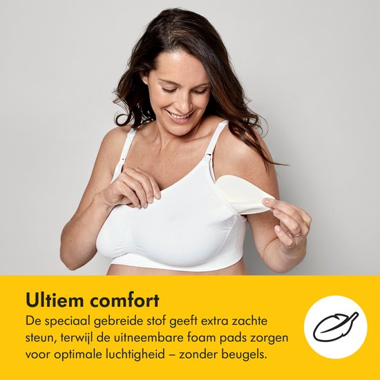 Medela Keep Cool Ultra BH – Nahtloser Still-BH – Schwangerschafts-BH mit 6 atmungsaktiven Zonen – Soft-Touch-Material – Bequem und stützend – Weiß – Größe M