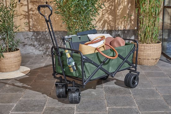 909 Bollerwagen für den Außenbereich - faltbar - maximale Tragfähigkeit 80 KG - 100x57x99cm - Grün