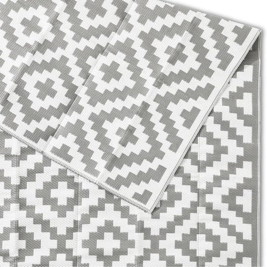 Goliving Outdoor-Teppich Summer Diamond - Gartenteppich - Outdoor-Teppich - Teppich - Gartenteppich - Reversibel - Inkl. Tragetasche - 183 x 290 cm - Grau/Weiß