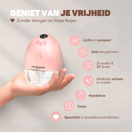 Vulpes Goods® BabyCare Hands-free Breast Pump - Tragbar - Doppelte elektrische Hands - 2 Stück - MAX Version