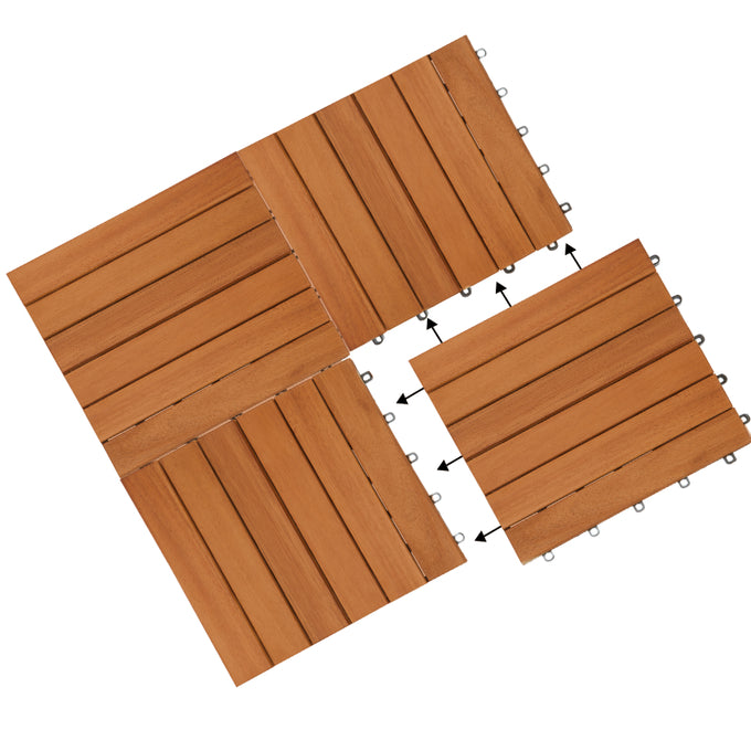 Casaria Akazienholz Fliesensatz 11 Stück, 30x30cm