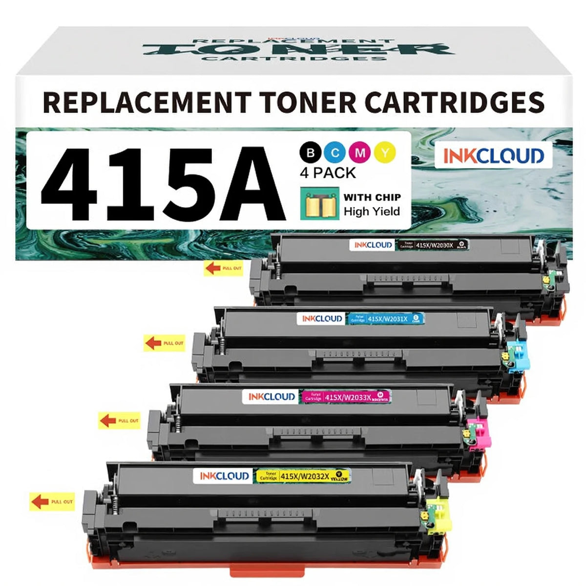 Inkcloud 415A Tonerset mit Chip – 4 Farben – Kompatibel mit HP M454 und M479fdw