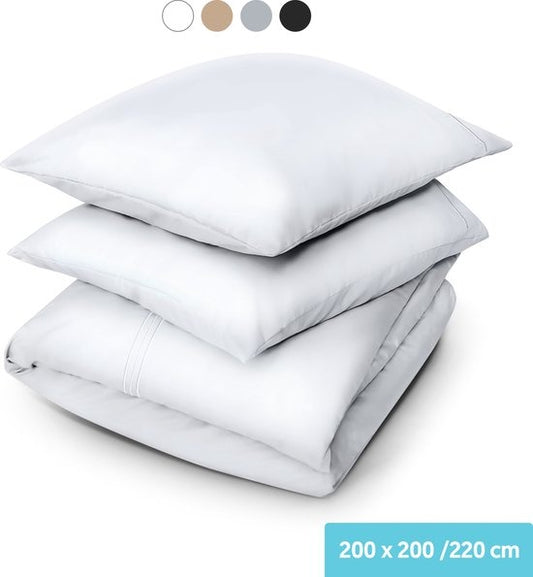 Dreamlab Bettbezugsset - 200 x 200/220 cm - Bettwäsche mit Kopfkissenbezug - Double - Four seasons - Mikrofaser - Off white