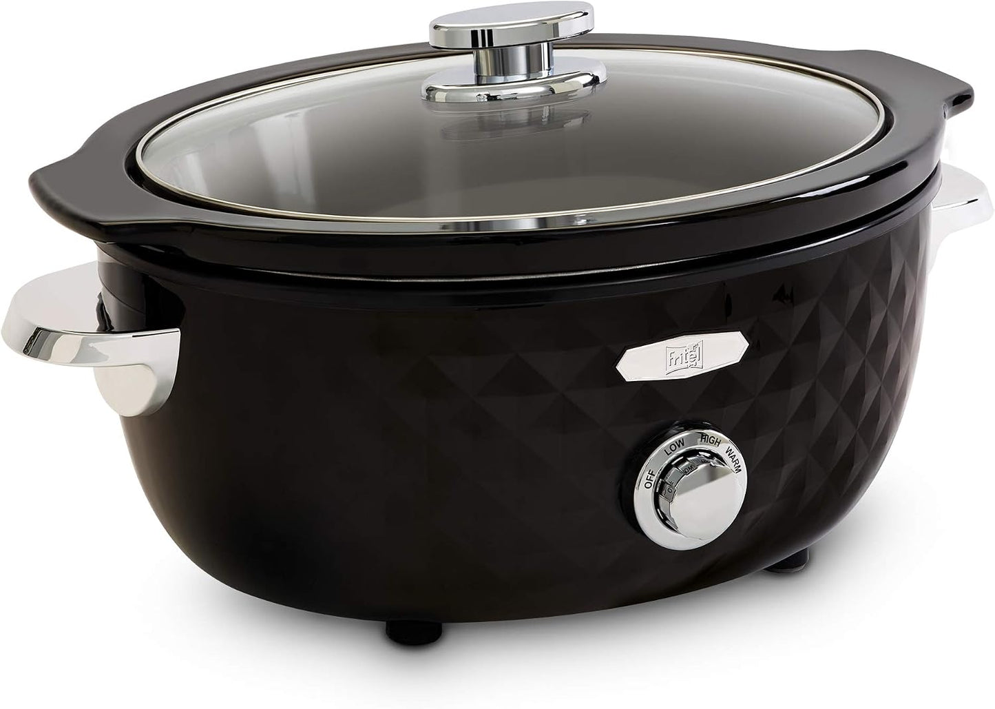 FRITEL Slow Cooker SC 2090 3,3 l – 150 W – 1–4 Personen – Keramiktopf – Schwarz/Chrom – 26 × 35,5 × 23 cm