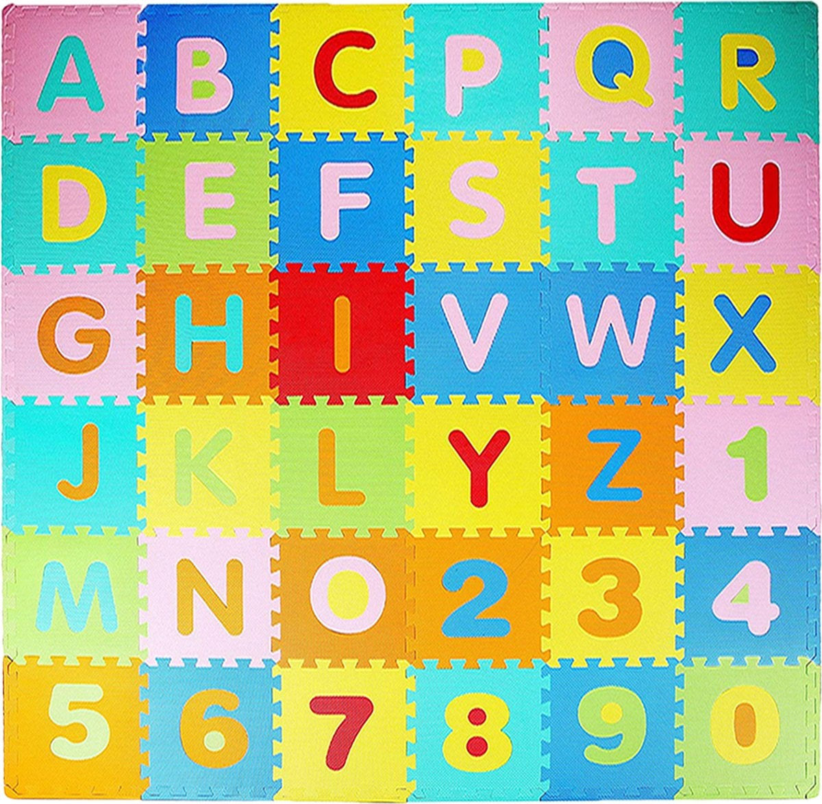 LifeGoods Spielmatte XL - Multicolour - 36-teiliges Puzzle - 180x180 cm