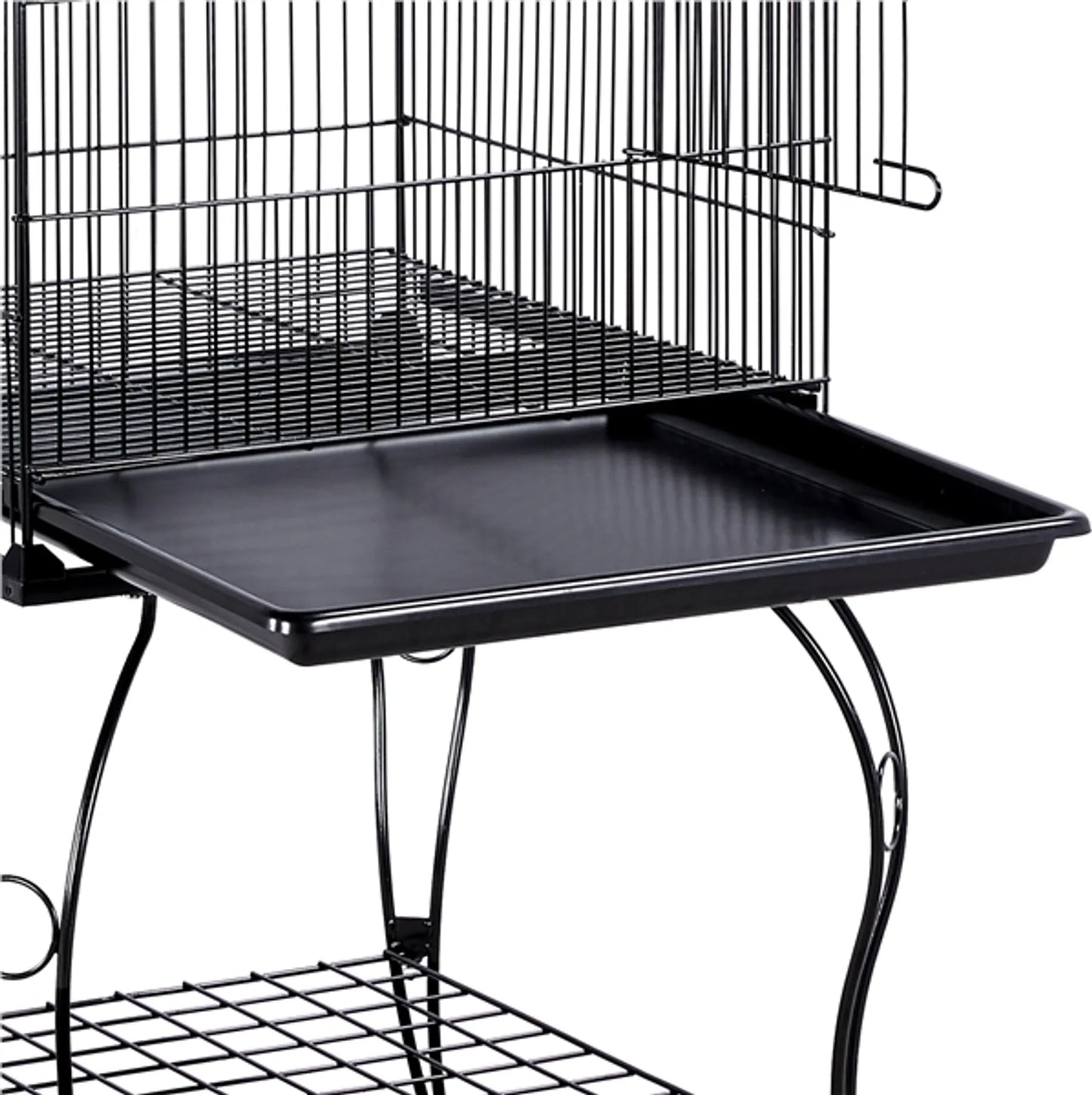 Yaheetech Vogelkäfig - Sittiche und Papageien - 59.5x59.5x150 cm - Mobil - Abnehmbarer Ständer - Sitzstangen - Schwarz