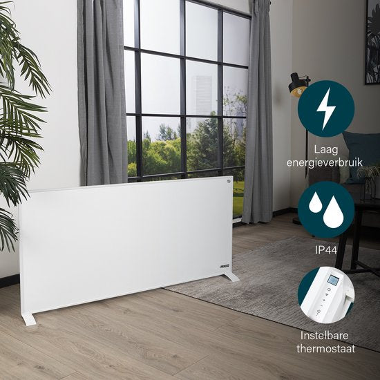 Infrarot-Heizpaneel – Princess Elektroheizung 700 W – 125 x 65 cm – Infrarot-Heizung – Infrarot-Heizpaneel 348070 – Inklusive mobiler App – Smart – WLAN – mit App – Freistehend/Wandmontage – Energieeffizient – Versetzbares Infrarot-Heizpaneel – Weiß