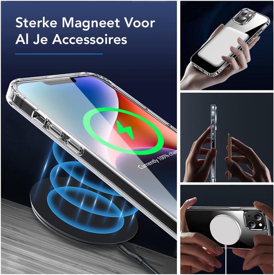 Podec Magsafe Case Passend für iPhone 14 - Bundle mit 3x Displayschutzfolie + 3x Kameraschutzfolie - Magnetisch mit Ring Transluzent - Handyhülle Transparent Magsafe Case - Transluzent