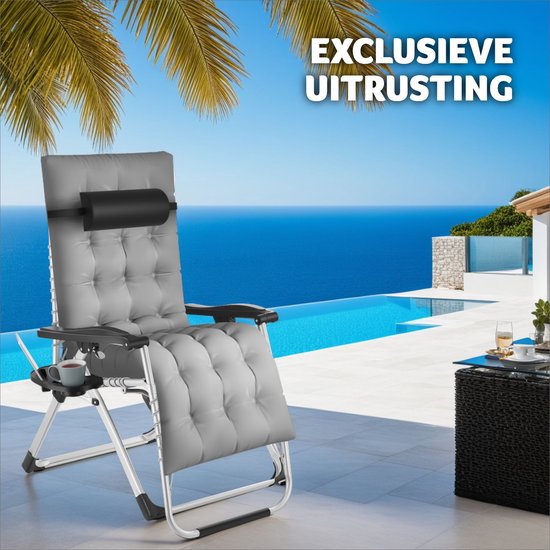 tectake - Liege - mit Kissen - für Balkon & Garten - bequem - bis 200 kg - Grau