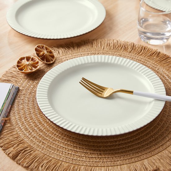 4er-Set Essteller (Ø 21,3 cm / 8,5 Zoll), Frühstücksteller, Pastateller, Pizzateller, Geschirrset für 4 Personen, geeignet für Restaurants, Gastronomie, Feiern, Familienfeste, Bankette und Picknicks, mikrowellen- und spülmaschinenfest, Keramik