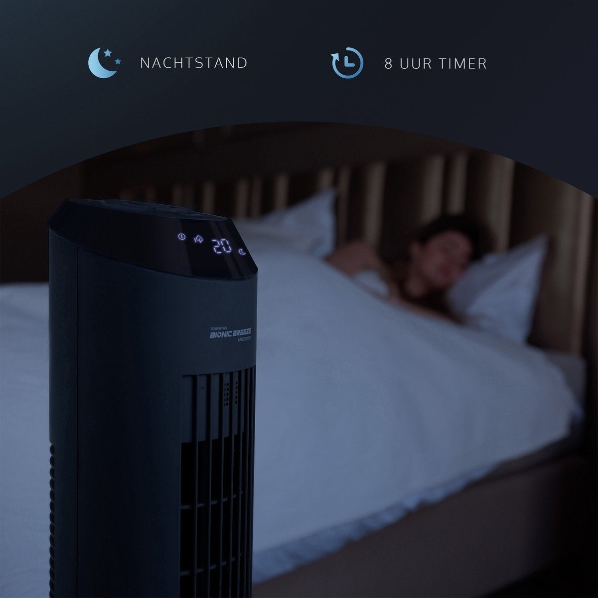 JAP Vancouver - Leiser Turmventilator - Luftreiniger - Fernbedienung und Timer - Oszillierender Säulenventilator - Design-Ventilator aufrecht - Standventilator - Mattschwarz