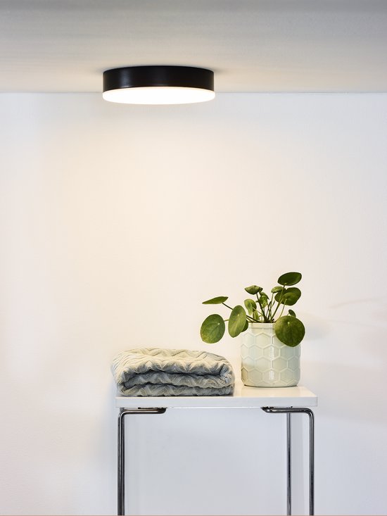 Lucide CERES-LED – Deckenleuchte (Deckenlampe) für das Badezimmer – Ø 21,5 cm – dimmbare LED – 1x30 W, 3000 K – IP44 – Schwarz