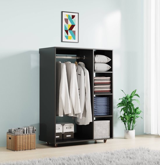 Kleiderschrank auf Rädern hängenden Abschnitt Regale - auf Rädern Lagerung Schrank - speichern Kleidung Schuhe