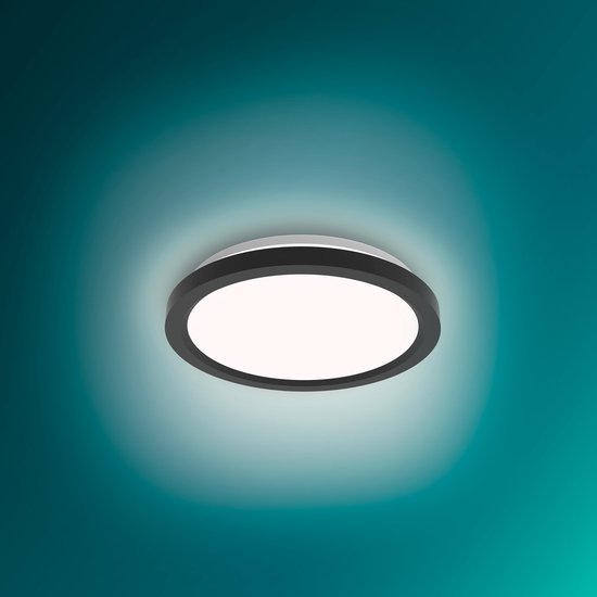 Philips All-in-One-Deckenleuchte – 2er-Pack – mit Fernbedienung – 24 W – LED-Beleuchtung – warmweißes bis kaltweißes Licht; 2700 K bis 6500 K – 30 cm – schwarz – rund