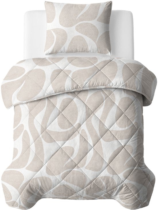 Sleeptime Waschbare Bettdecke ohne Bezug – inklusive Kissenbezug – Größe 200 x 200 cm – Taupe/Sand
