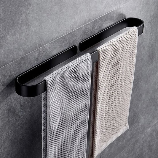 Happy Goods Handtuchhalter Bad 50 cm - Handtuchhalter Schwarz - Kein Bohren / Selbstklebend - Handtuchhalter Küche - Badezimmerregal - Handtuchhalter - Handtuchstange
