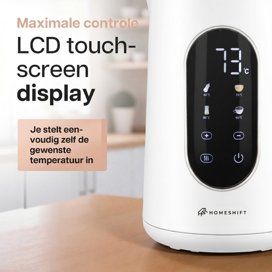 HomeShift® Wasserkocher mit Temperaturregelung – Warmhaltefunktion – doppelwandig – elektrisch – 1,7 Liter – 2200 W – weiß