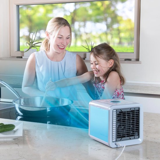 Livington Arctic Air – tragbarer Luftkühler – 7 verschiedene LED-Stimmungslichter – Wasserkühlung – Luftkühler – 3 Geschwindigkeitsstufen – Versandhandelsausgabe