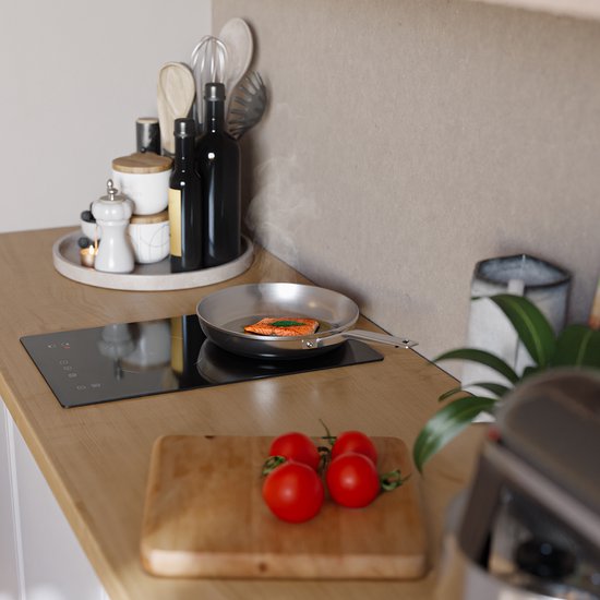 KitchenBrothers Induktionskochfeld - Eingebautes Induktionskochfeld - 30 cm - 2 Zonen - 1 Phase - bis zu 3300W - Schwarz