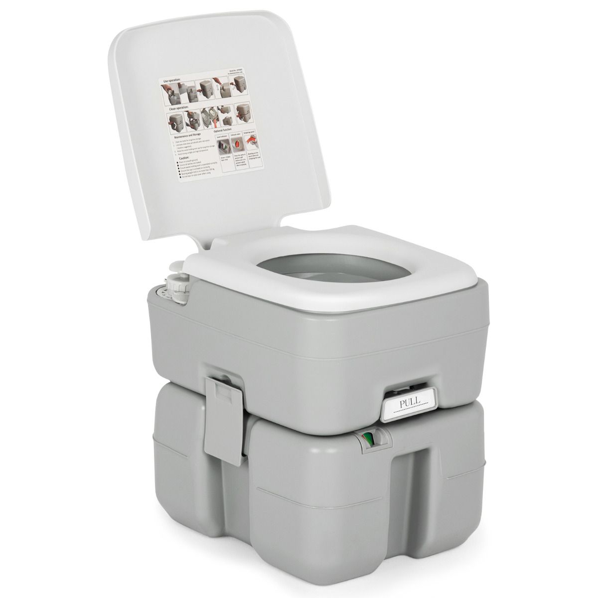 Coast tragbare Campingtoilette – Getrennte Tanks – 10 l Frischwasser, 20 l Abwasser – Grau