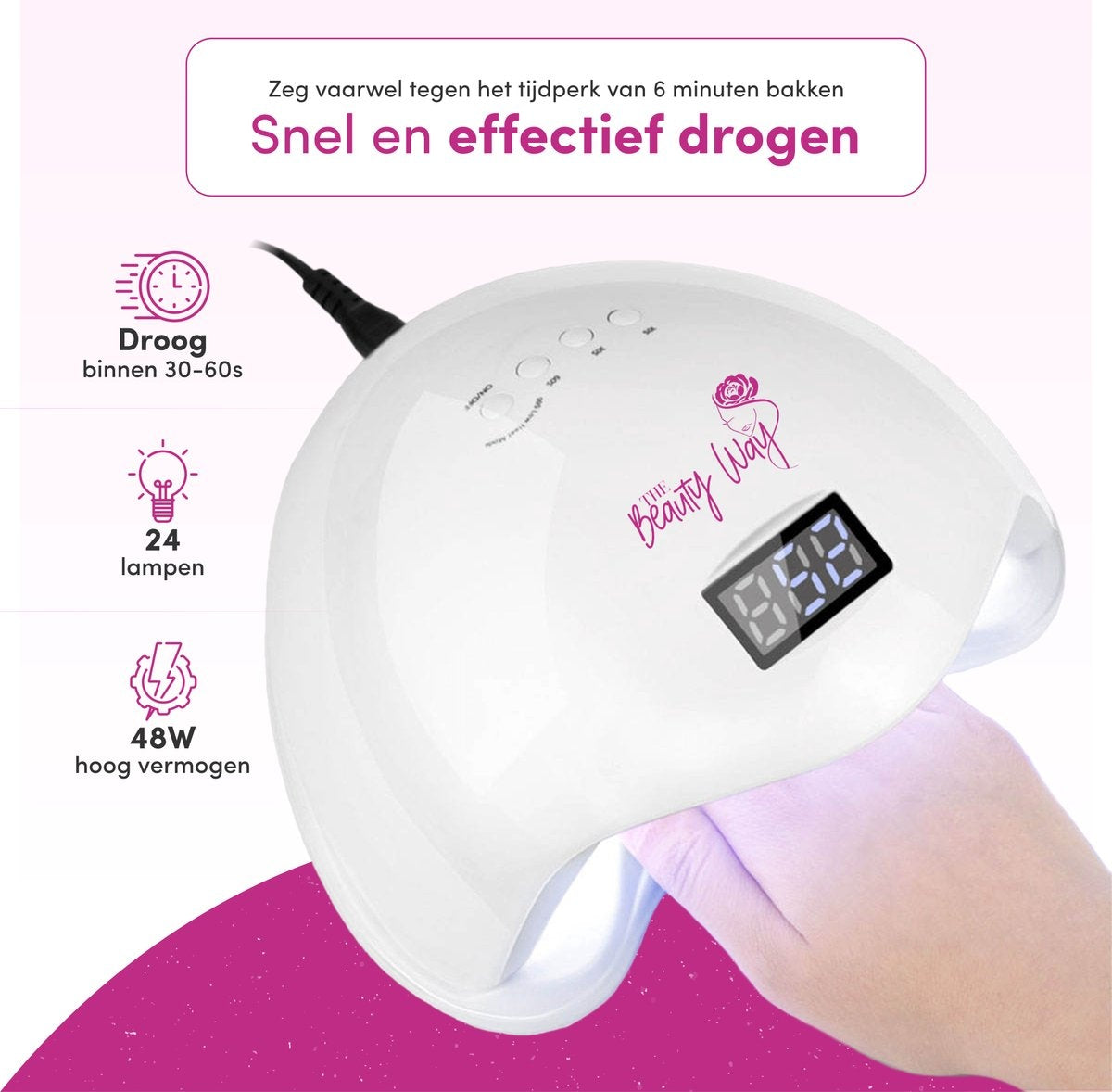 TheBeautyWay Nageltrockner - für Gel-Nägel - Geeignet für jeden Gel-Nagellack - 24 LEDs