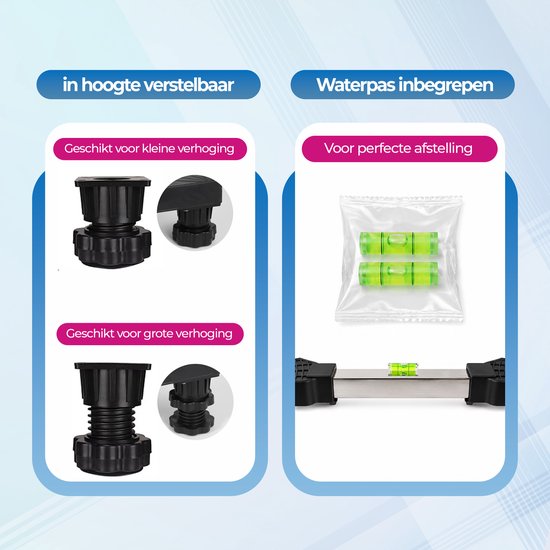 Roegaarden Waschmaschinen-Erhöhung – vibrationsdämpfend – verstellbar – 8 Beine für Stabilität – einfach zu montieren