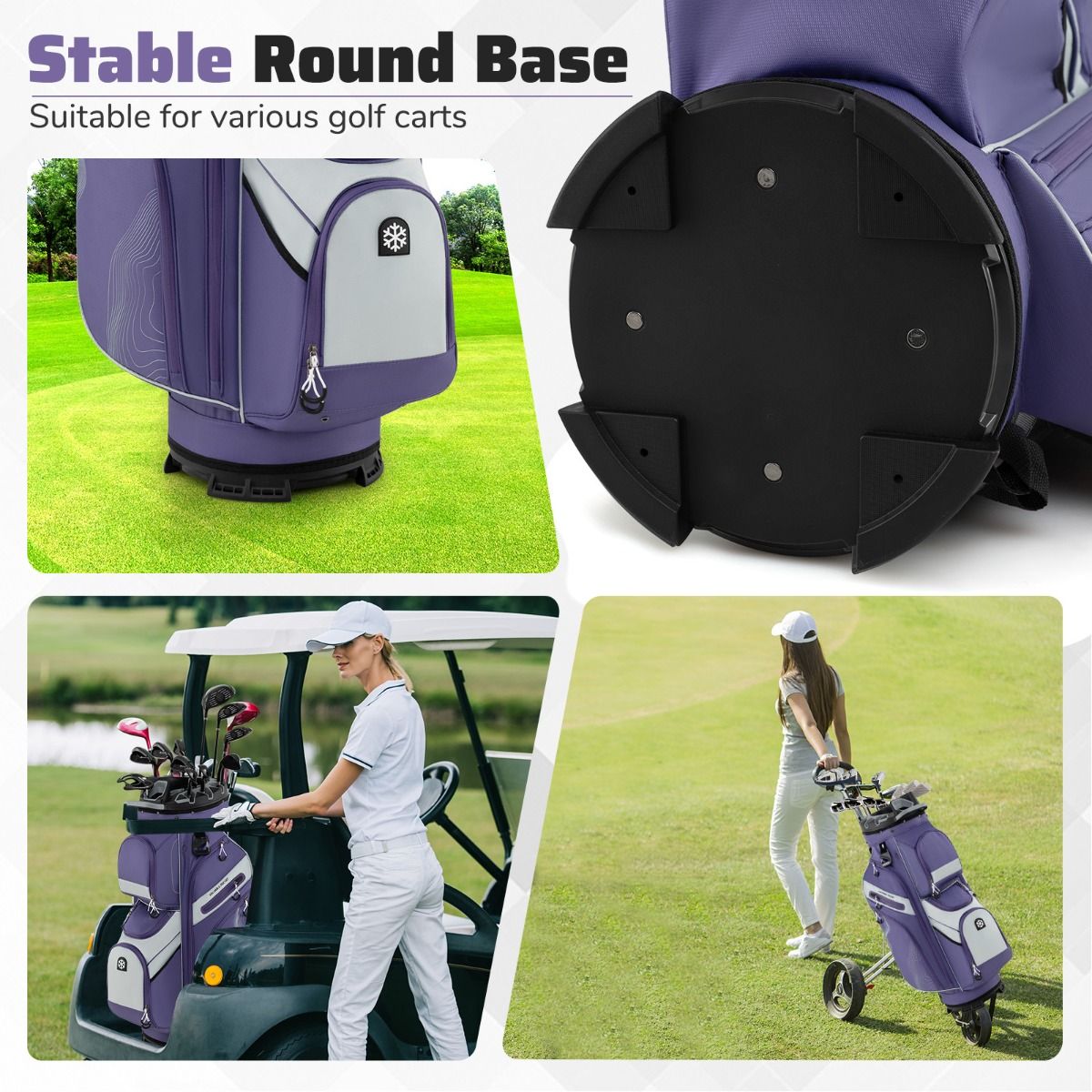 Coast Golfwagen-Tasche – 14-Fächer-Aufteilung – 11 Staufächer – Lila