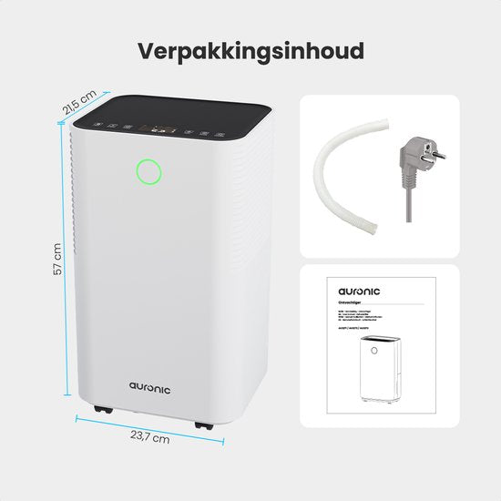 Auronic Luftentfeuchter - Compact Series - 10 l pro Tag - Waschtrockenfunktion - Schlafzimmer, Bad und Wohnzimmer - Weiß