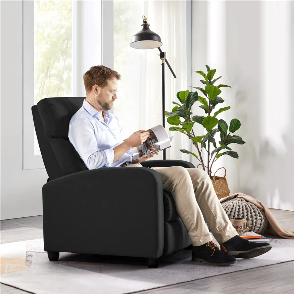 Yaheetech Relaxsessel – Schwarz – 87 x 61,5 x 99 cm – Verstellbarer Liegesessel mit Fußstütze