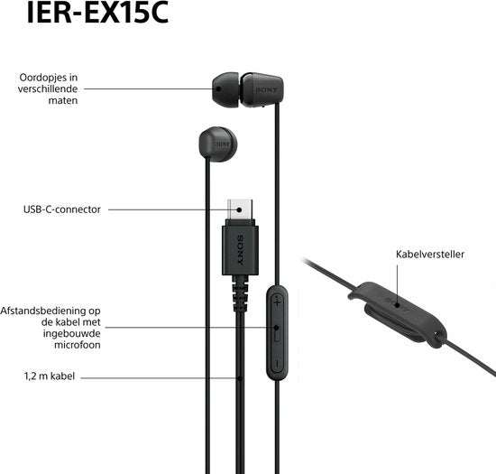 Sony IER-EX15C – In-Ear-Kopfhörer mit USB-C-Anschluss und Mikrofon – Blau