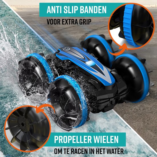NAPI Controlled Car All-Terrain - RC Car mit 2 Batterien - Wasserdicht - Spielzeugautos Jungen - Outdoor-Spielzeug - Rennwagen/Boot Land & Wasser - 1,5h Spaß - Radiographisch - Aqua-Land Racer