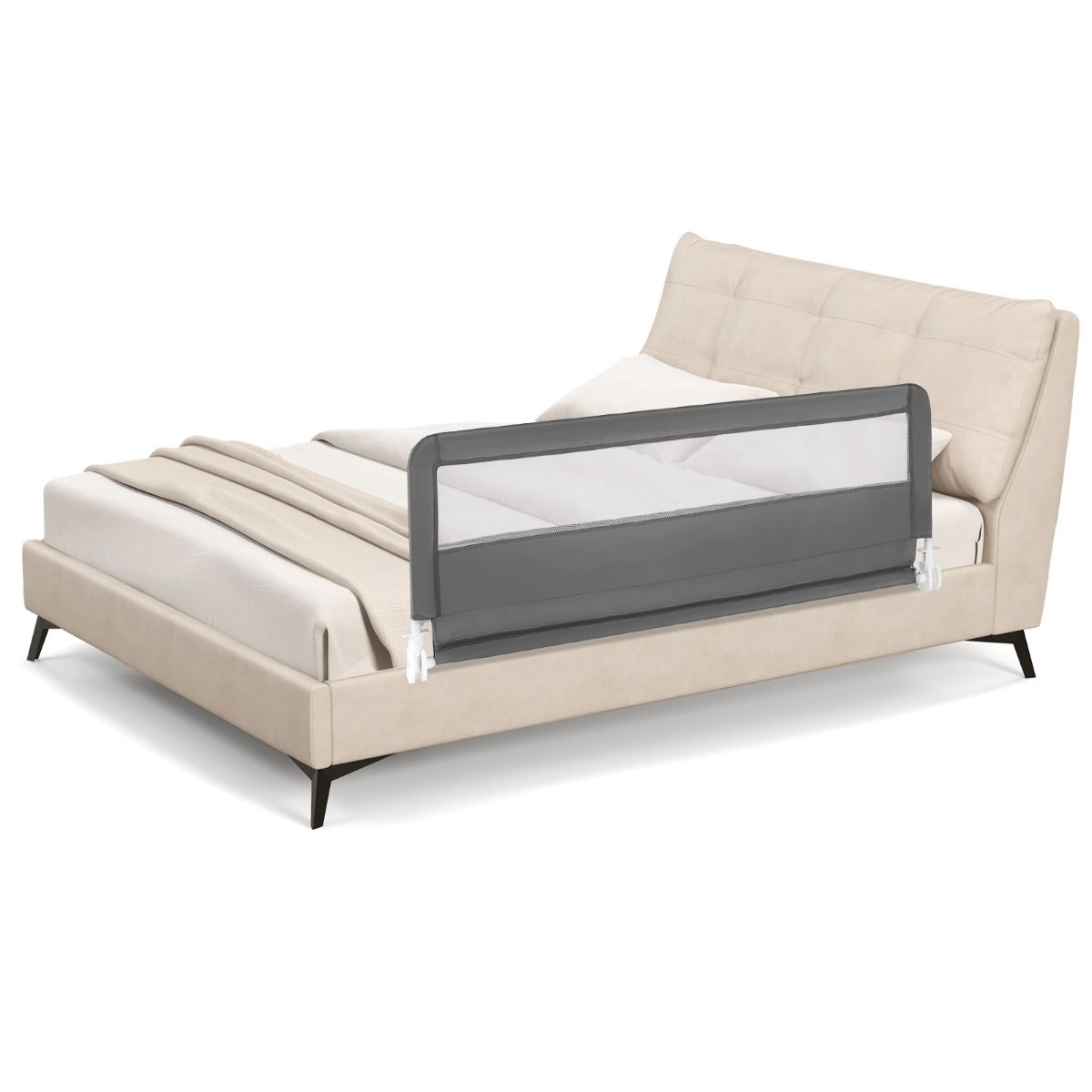 Coast 150 cm langes faltbares Bettgitter für Kleinkinder mit abnehmbarem Bezug - Grau