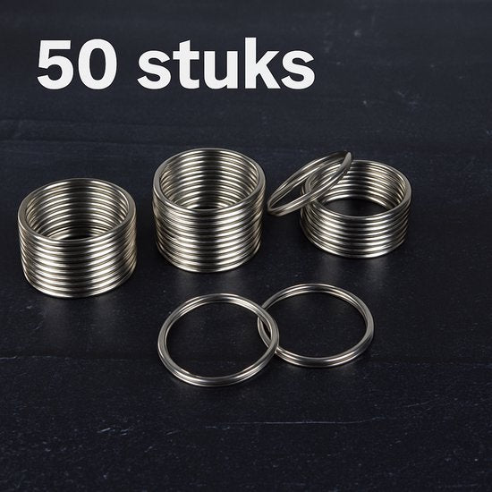 Schlüsselanhänger - 30 mm - Ringe - Schlüsselanhänger - 50 Stück - Silber