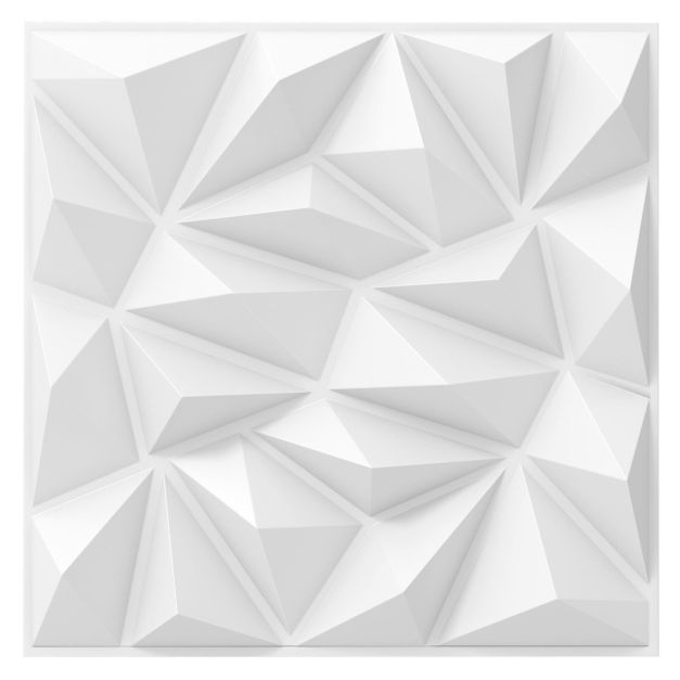 Coast 3D-Wandpaneele - Diamantdesign - 40 Stück - 50 x 50 cm - Weiß