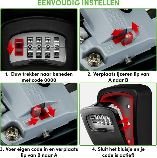 Happy Goods Schlüsseltresor für draußen & drinnen - Schwarz - 12x9x4 cm - Schlüsseltresor mit Code für draußen - Wasserfest - Safe mit Zahlenschloss