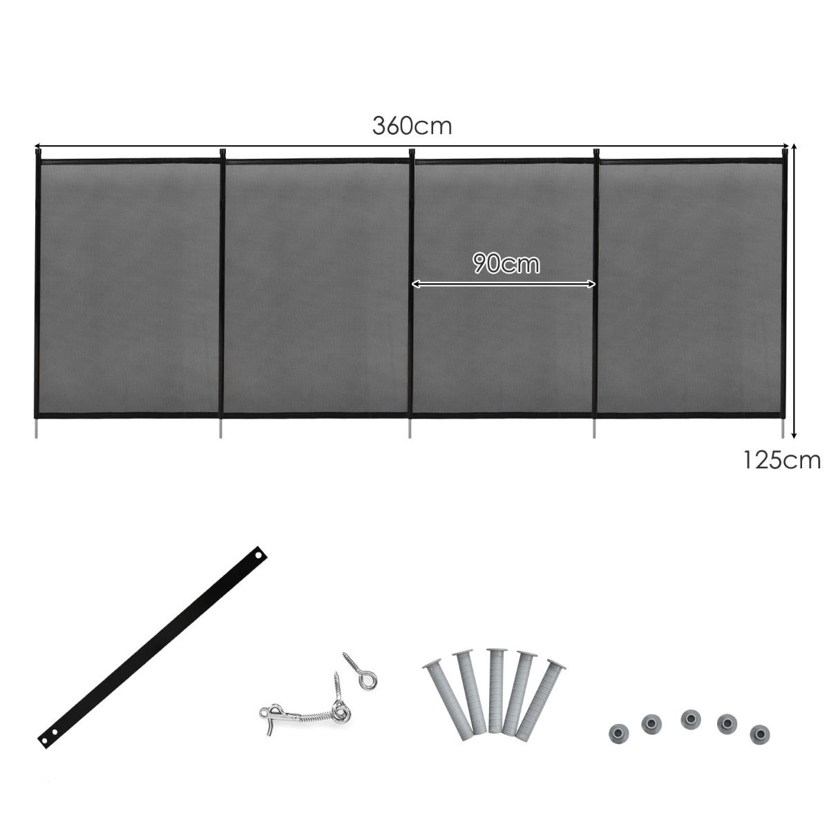Coast Garden Fence - Poolzaun - 360 x 125 cm - Schwarz