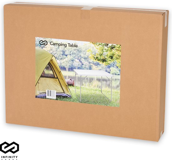 Infinity Goods Campingtisch - Klappbar - Gartentisch - 80x60x70 cm - Outdoor/Indoor - Tragegriff - Kompakt - Aluminium - Weiß