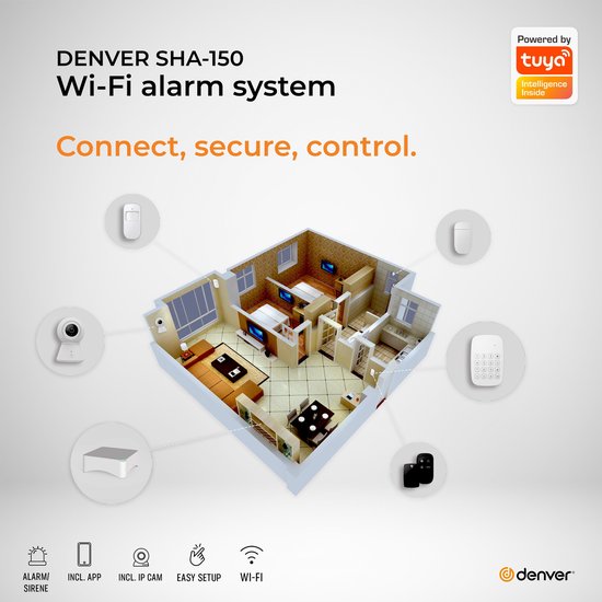 Denver SHA-150 - Smart Home Sicherheit - Smart Home Alarmanlage - TUYA - Weiß