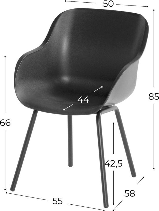 Hartman Sophie Rondo Elegance Gartenstuhl – 2er-Pack – Anthrazit
